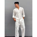 Linen shirt men's summer long-sleeved loose casual jacket