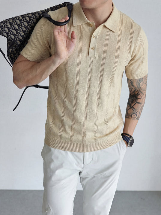 16-Gauge Tencel Linen Knitted Polo Shirt