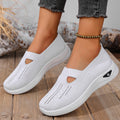 Breathable Knit Women Low Heel Casual Shoes