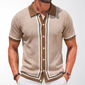 Men Summer Short Sleeve Knitted Striped