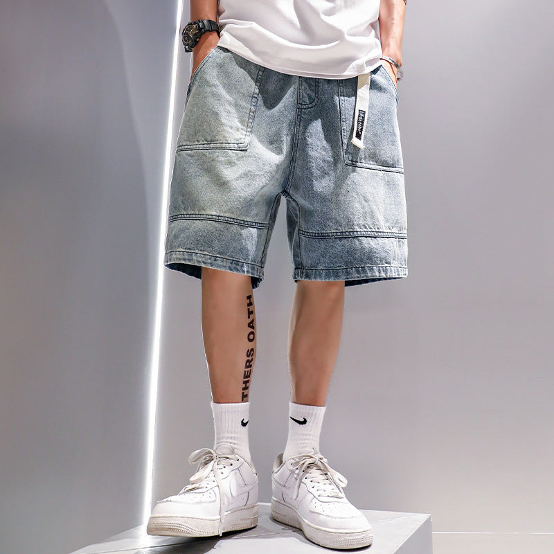 Men Denim Loose Cargo Summer Shorts