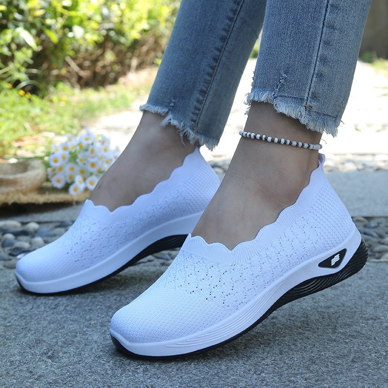 Fly-Knit Mesh Slip-On Walking Shoes for Women