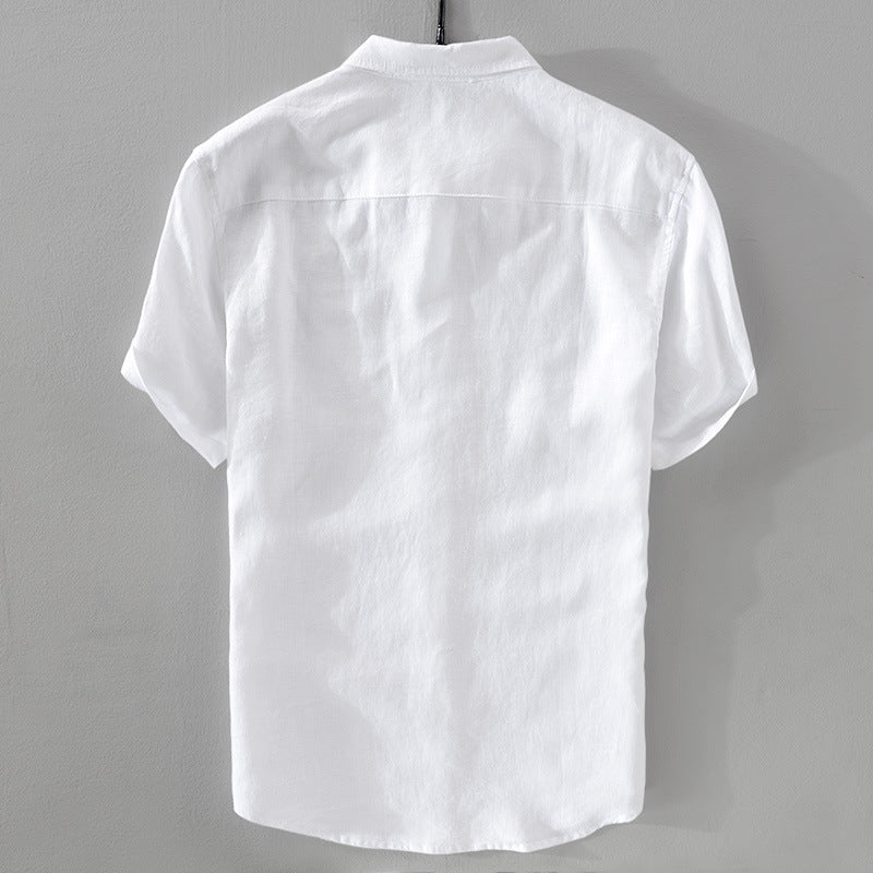 Breathable Pure Linen Short Sleeve Shirt for Men