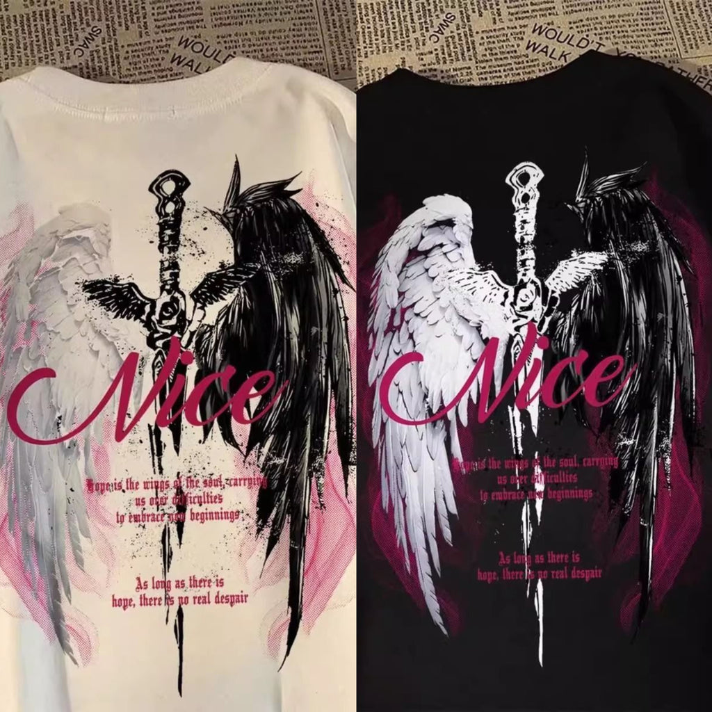 Wasteland Style Wing Print Mens T-Shirt