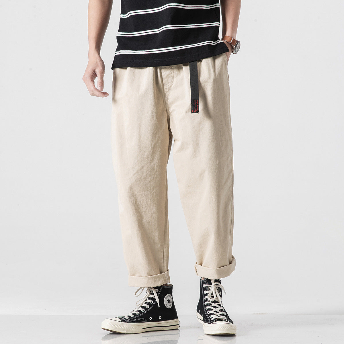 Men's Casual Harem Pants Loose Fit Ankle-Length Trousers
