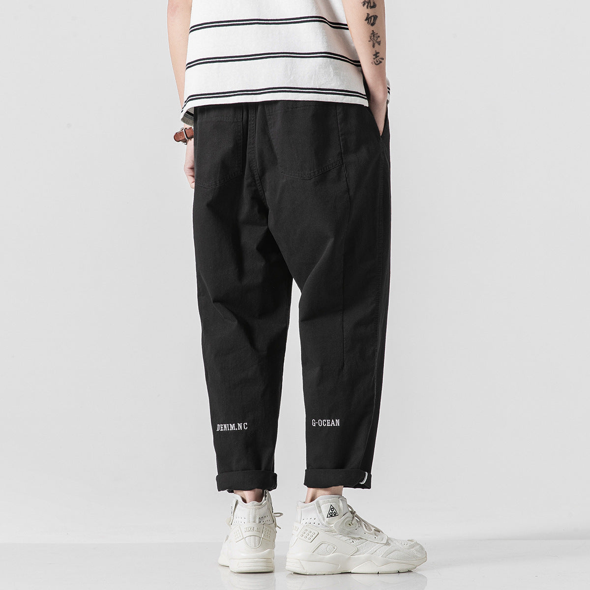 Men's Casual Harem Pants Loose Fit Ankle-Length Trousers