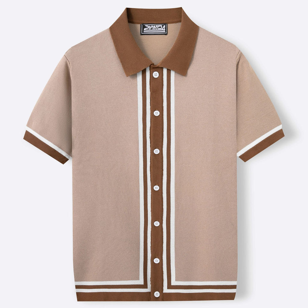 Men Summer Short Sleeve Knitted Striped