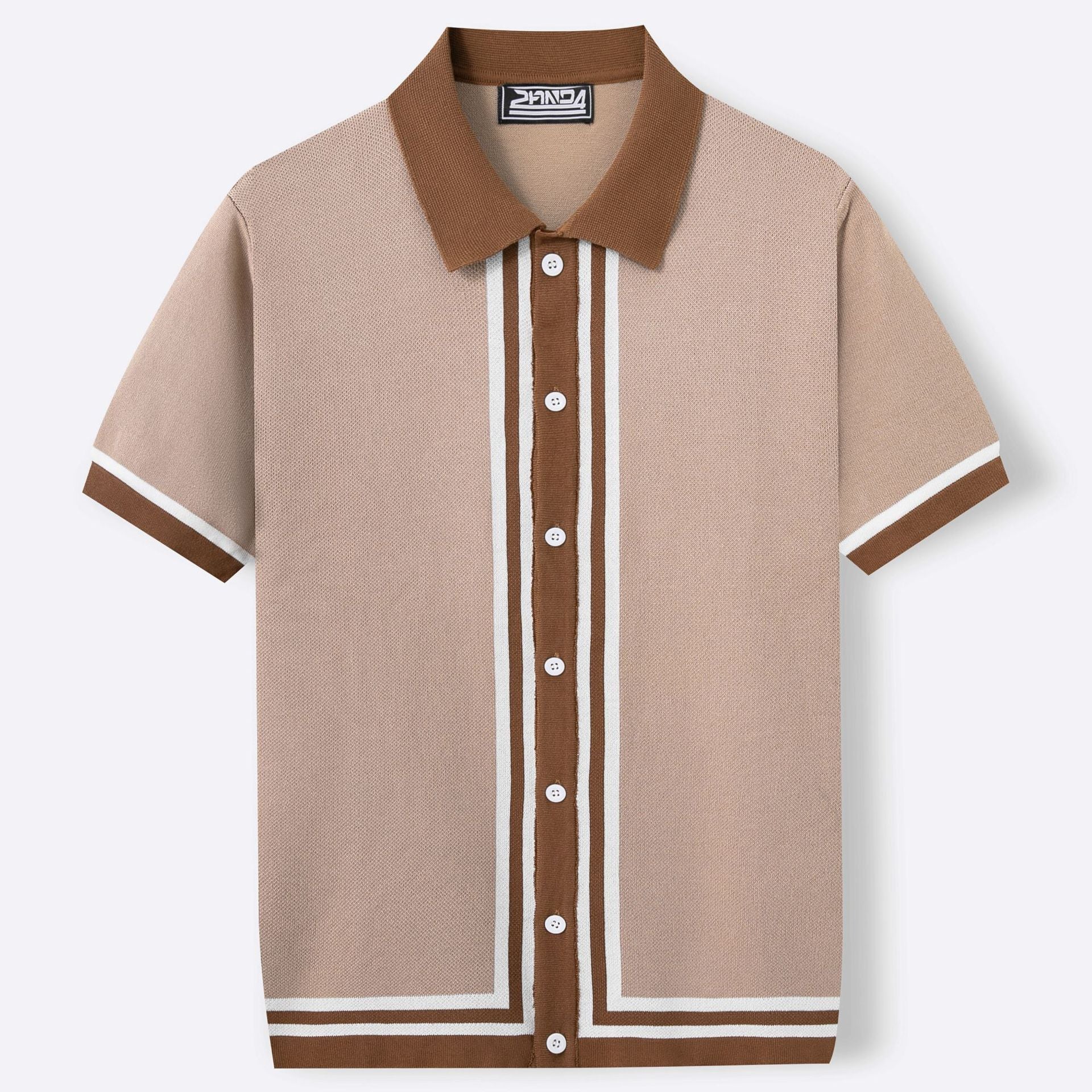 Men Summer Short Sleeve Knitted Striped