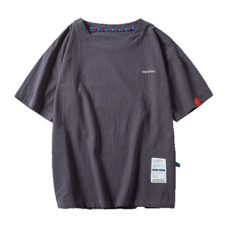 Mens Cotton Linen Short Sleeve T-Shirt
