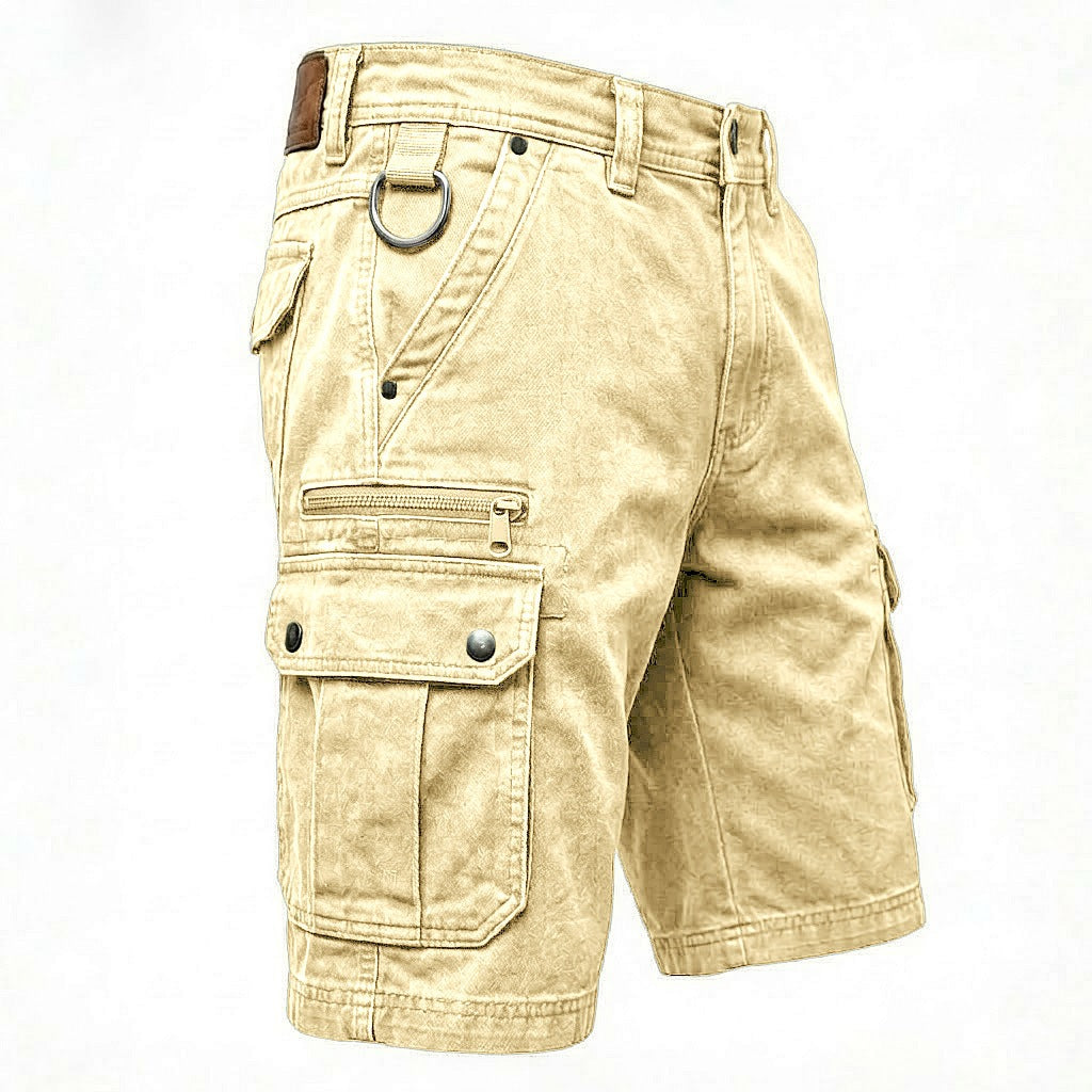 Men's Casual Denim Shorts Loose Fit Multi-Pocket