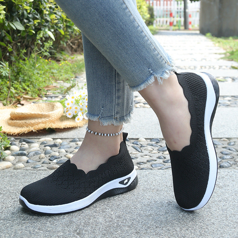 Fly-Knit Mesh Slip-On Walking Shoes for Women