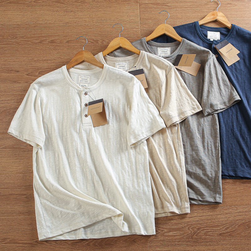 Mens Bamboo Linen Blend Short Sleeve T-Shirt