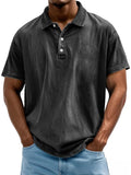 Men's Retro Washed Pure Cotton Casual Versatile Short-Sleeve Button-Down T-Shirt