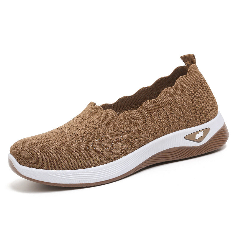 Fly-Knit Mesh Slip-On Walking Shoes for Women