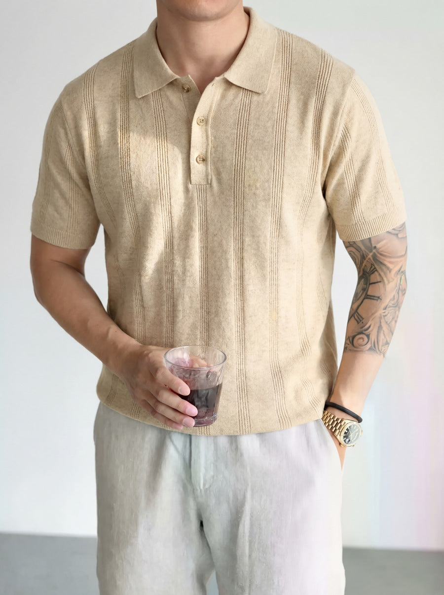 16-Gauge Tencel Linen Knitted Polo Shirt