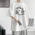 Cat Print Short Sleeve T-Shirt Loose Fit Summer Tee