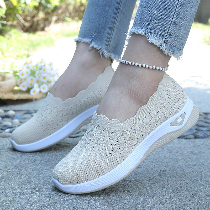 Fly-Knit Mesh Slip-On Walking Shoes for Women