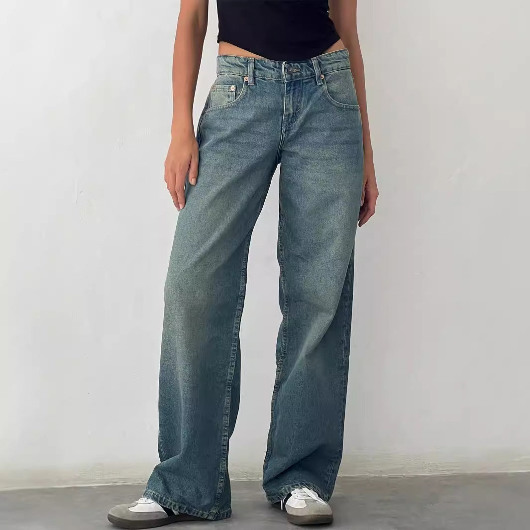 Affordable high waist straight leg denim jeans for women | Sizhub