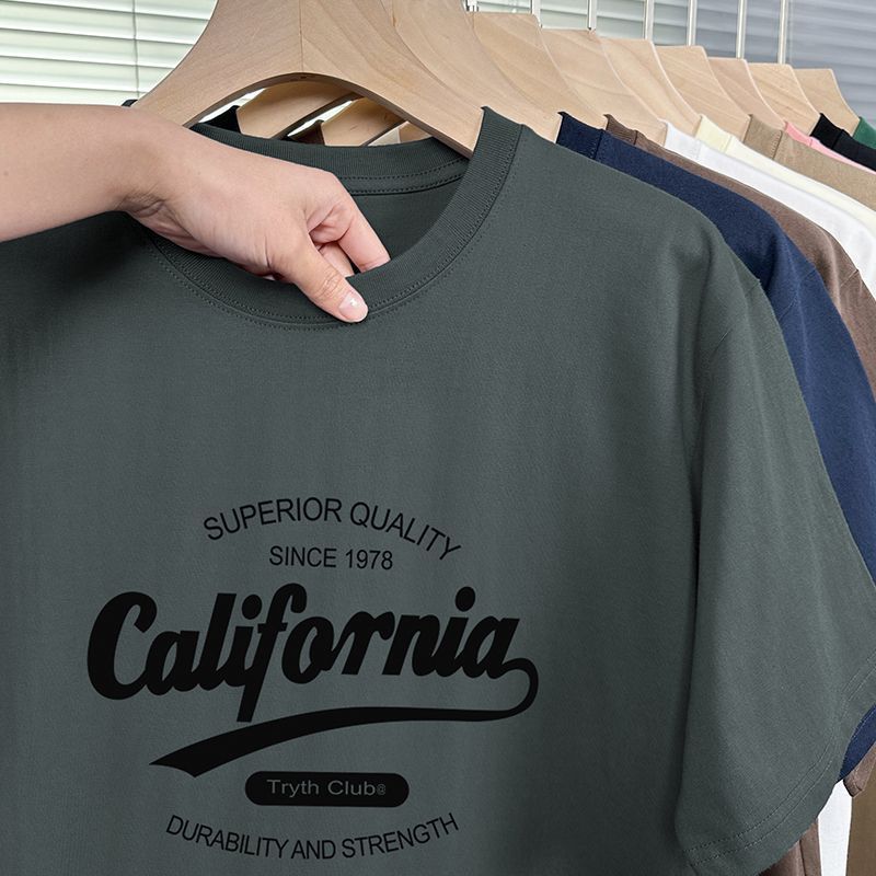 Heavyweight Cotton T-Shirt Men's Short Sleeve Loose Crewneck