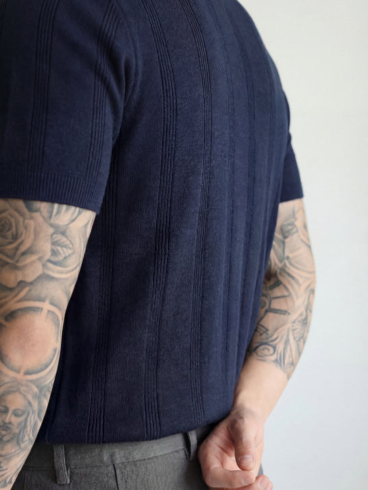 16-Gauge Tencel Linen Knitted Polo Shirt