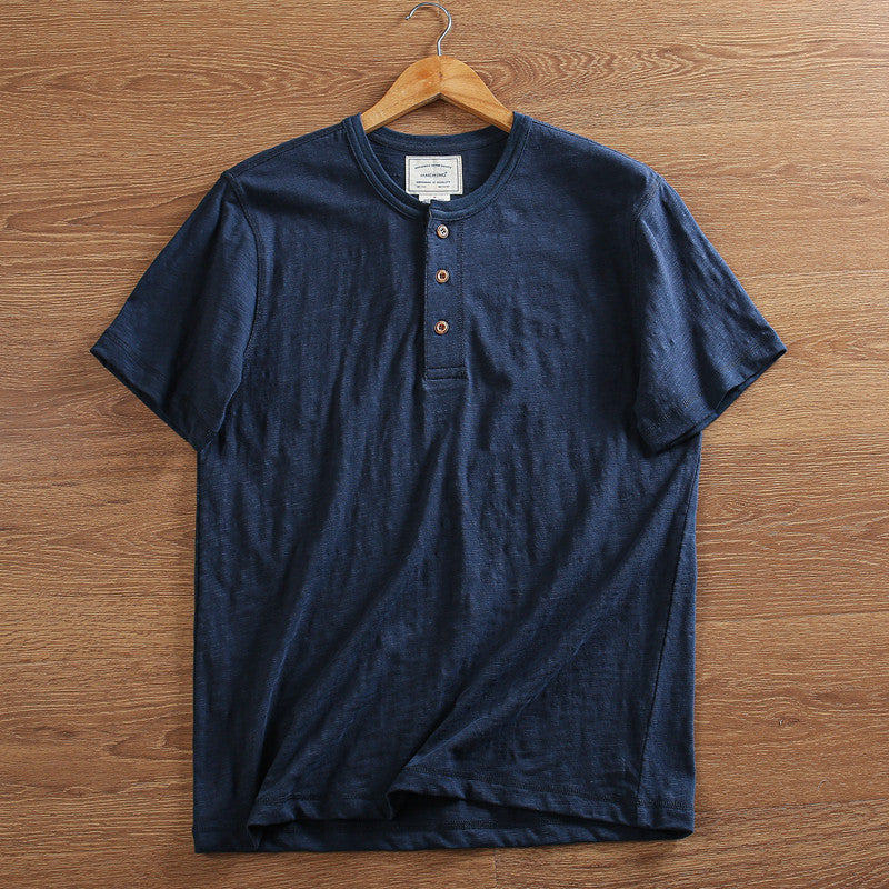 Mens Bamboo Linen Blend Short Sleeve T-Shirt