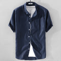 Breathable Pure Linen Short Sleeve Shirt for Men
