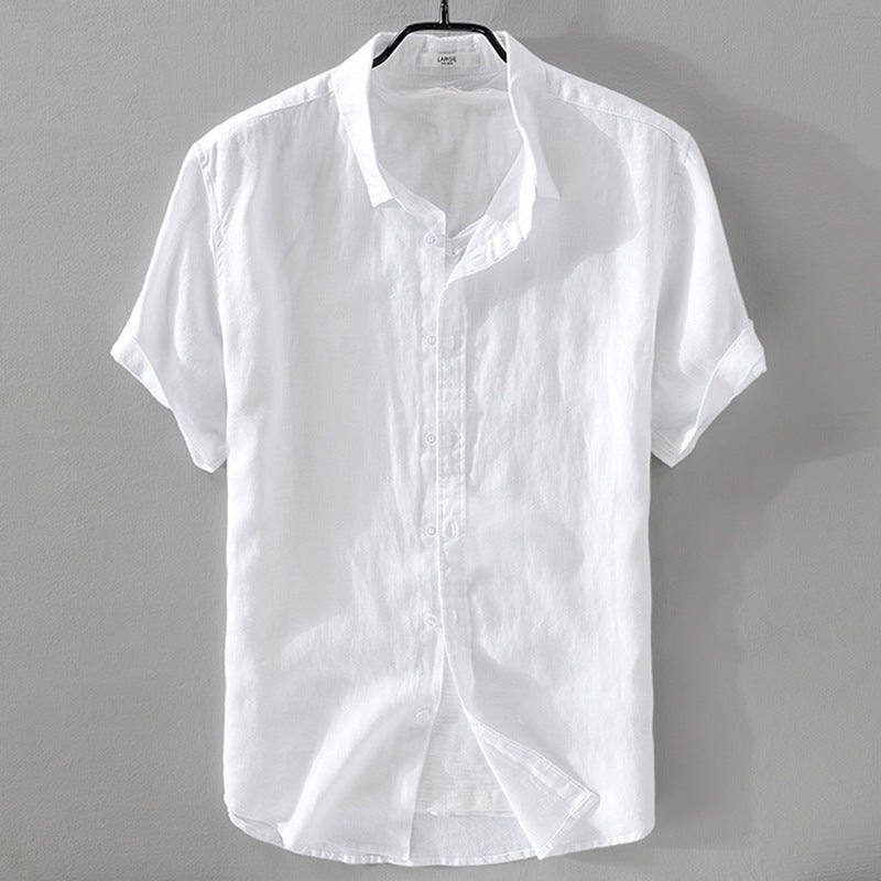 Breathable Pure Linen Short Sleeve Shirt for Men