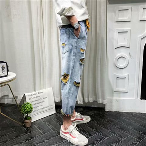 Men's loose plaid harem pants