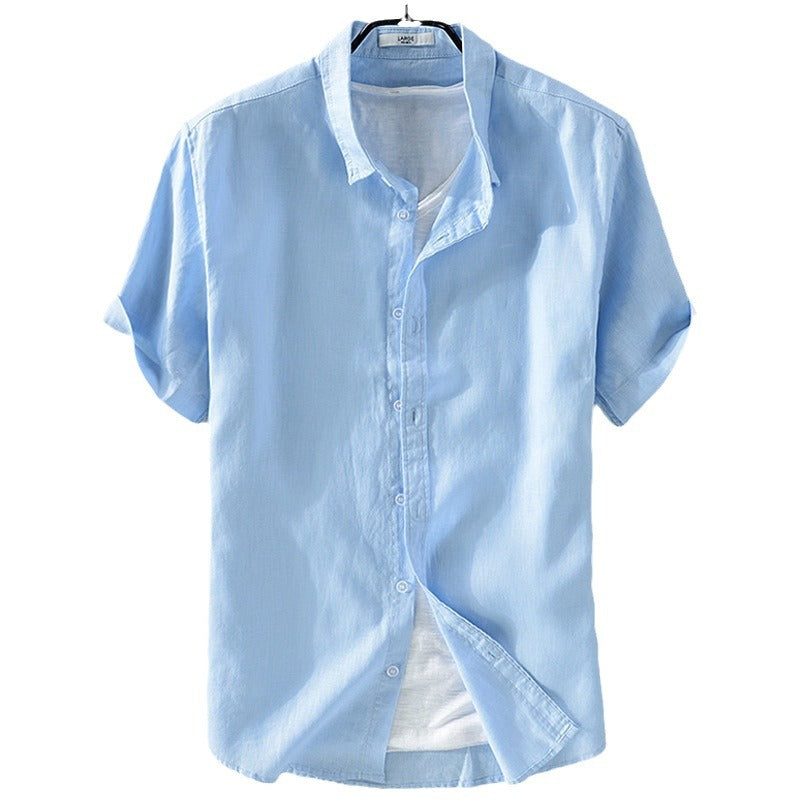 Breathable Pure Linen Short Sleeve Shirt for Men