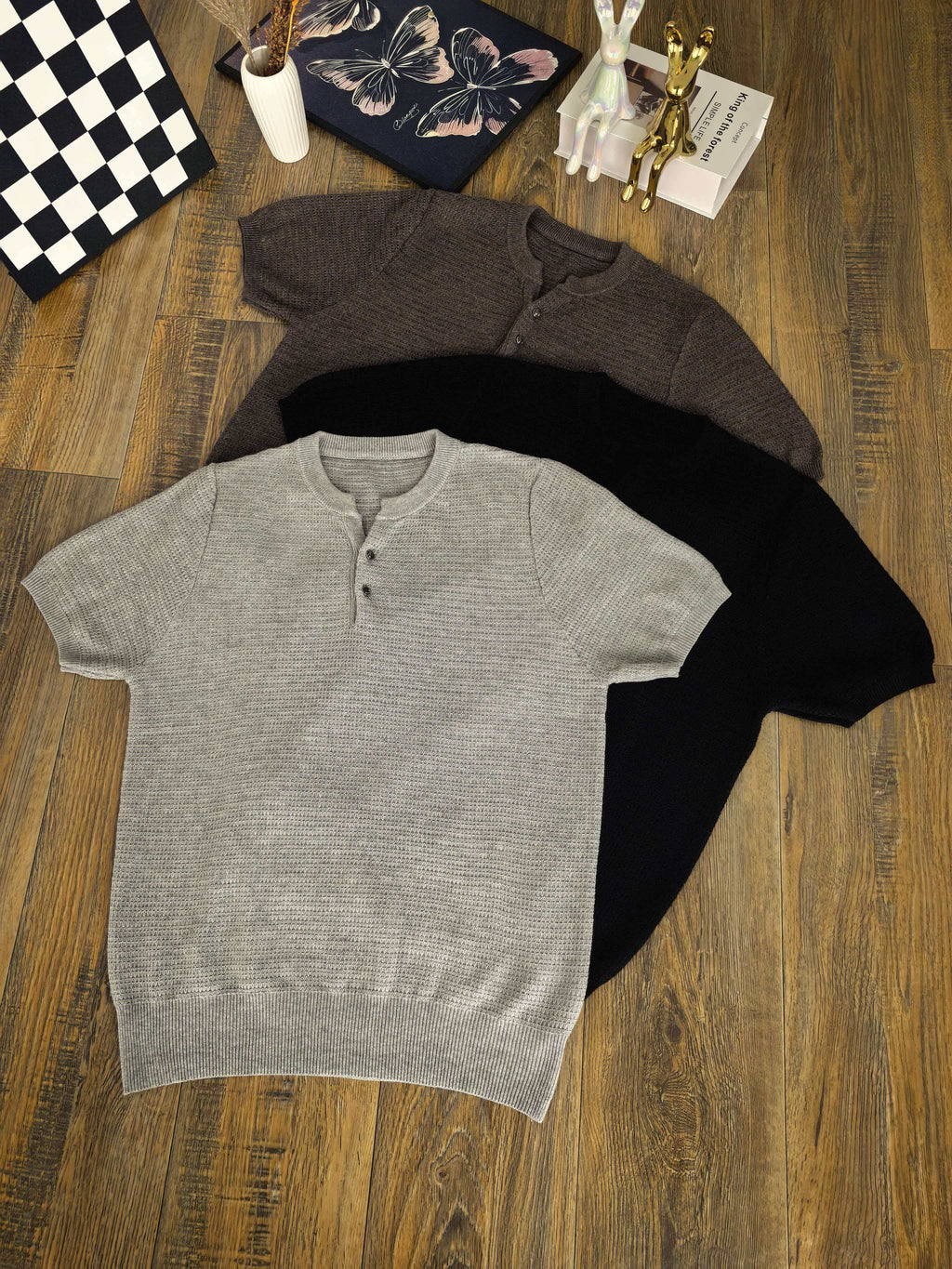 Men's Henley Collar Short Sleeve T-Shirt