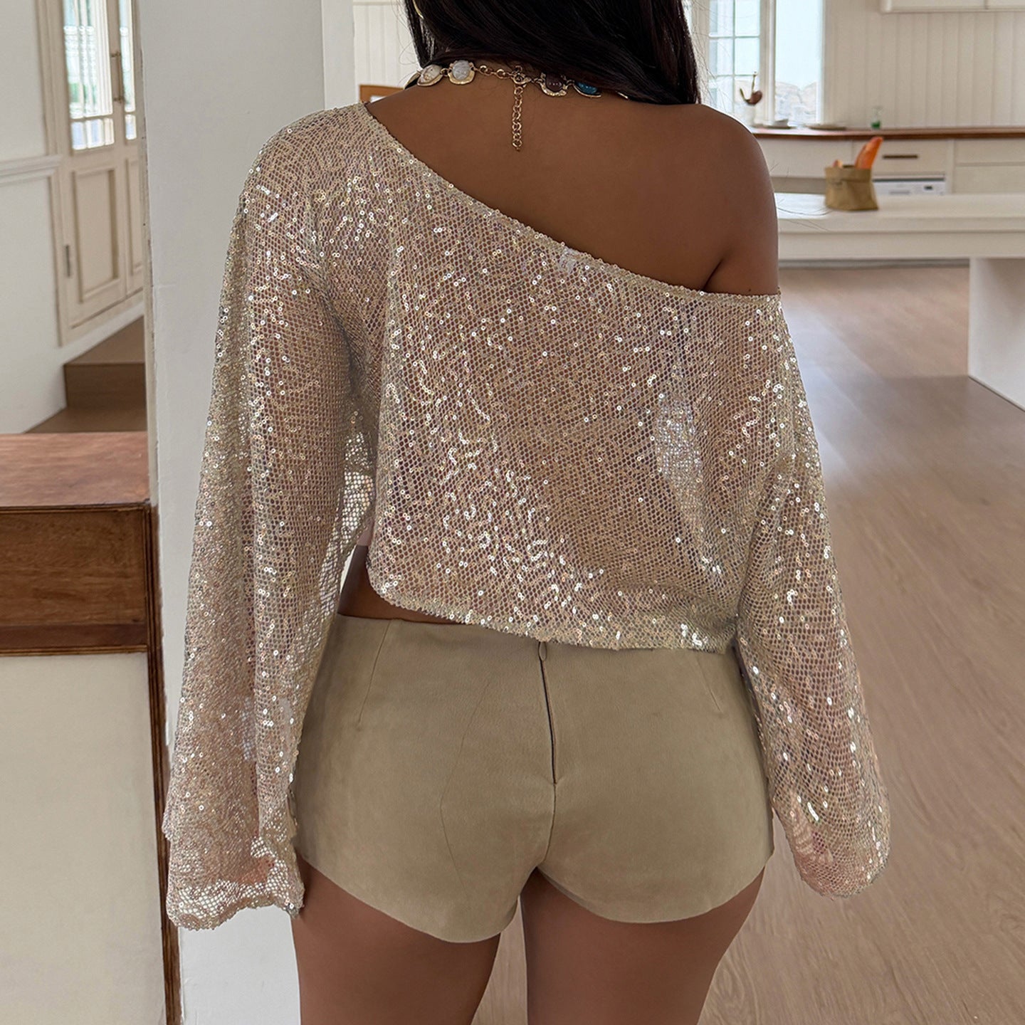 Womens Patchwork Long Sleeve T-shirt