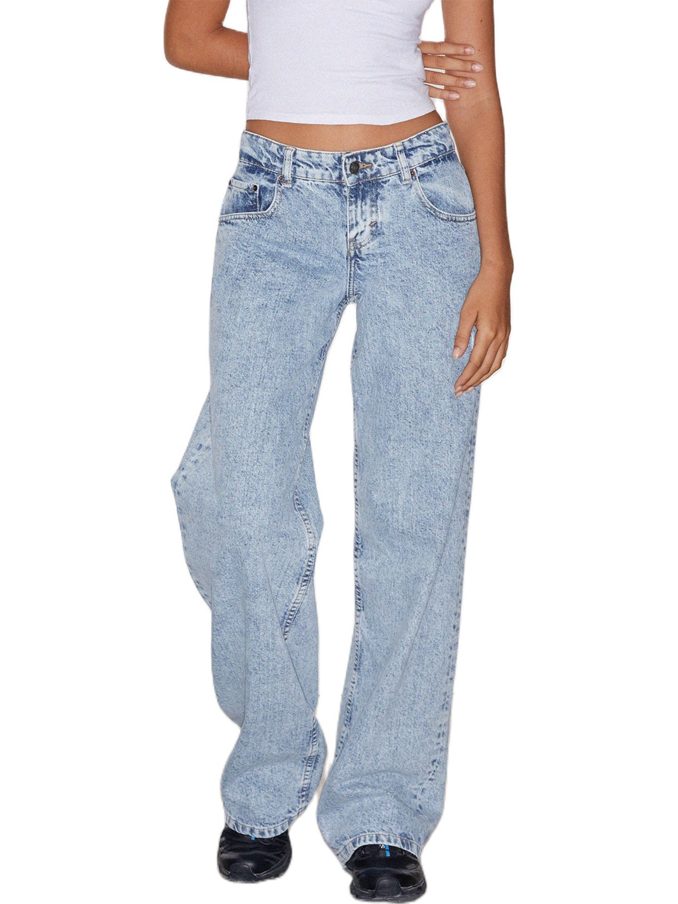 Affordable high waist straight leg denim jeans for women | Sizhub