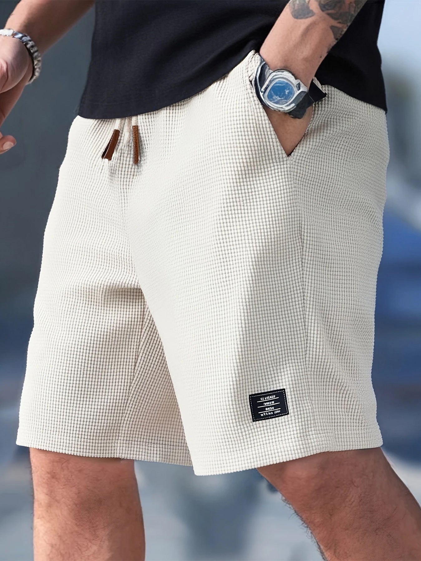 Men's Pineapple Print Corduroy Shorts Loose Fit Casual Wear