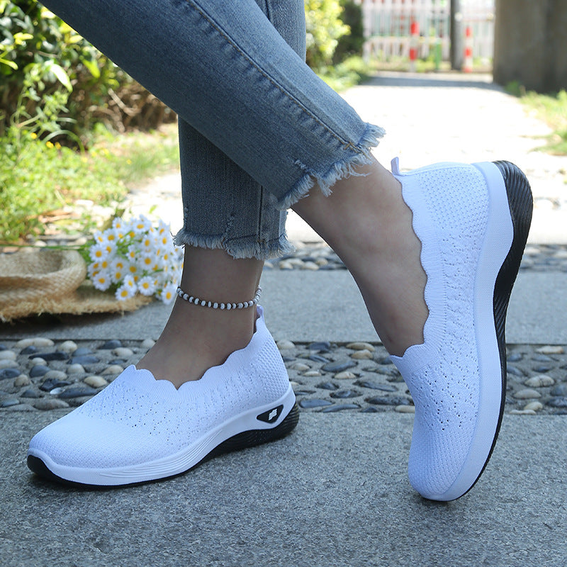 Fly-Knit Mesh Slip-On Walking Shoes for Women