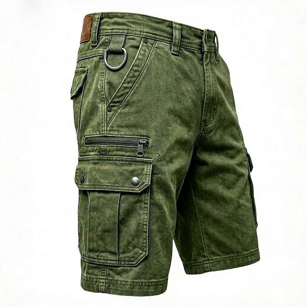 Men's Casual Denim Shorts Loose Fit Multi-Pocket