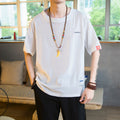 Mens Loose Fit Linen Short Sleeve T-Shirt