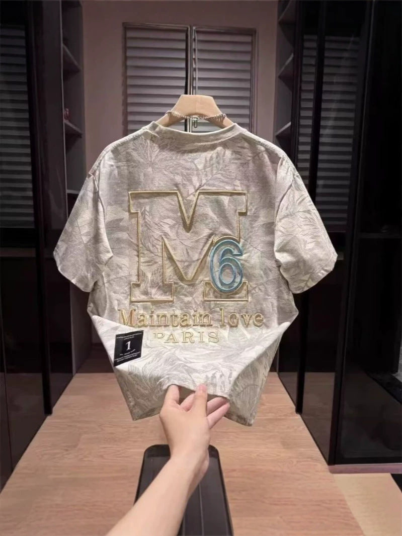 Embroidered Letter Print Mens T-shirt