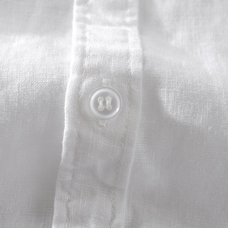 Breathable Pure Linen Short Sleeve Shirt for Men