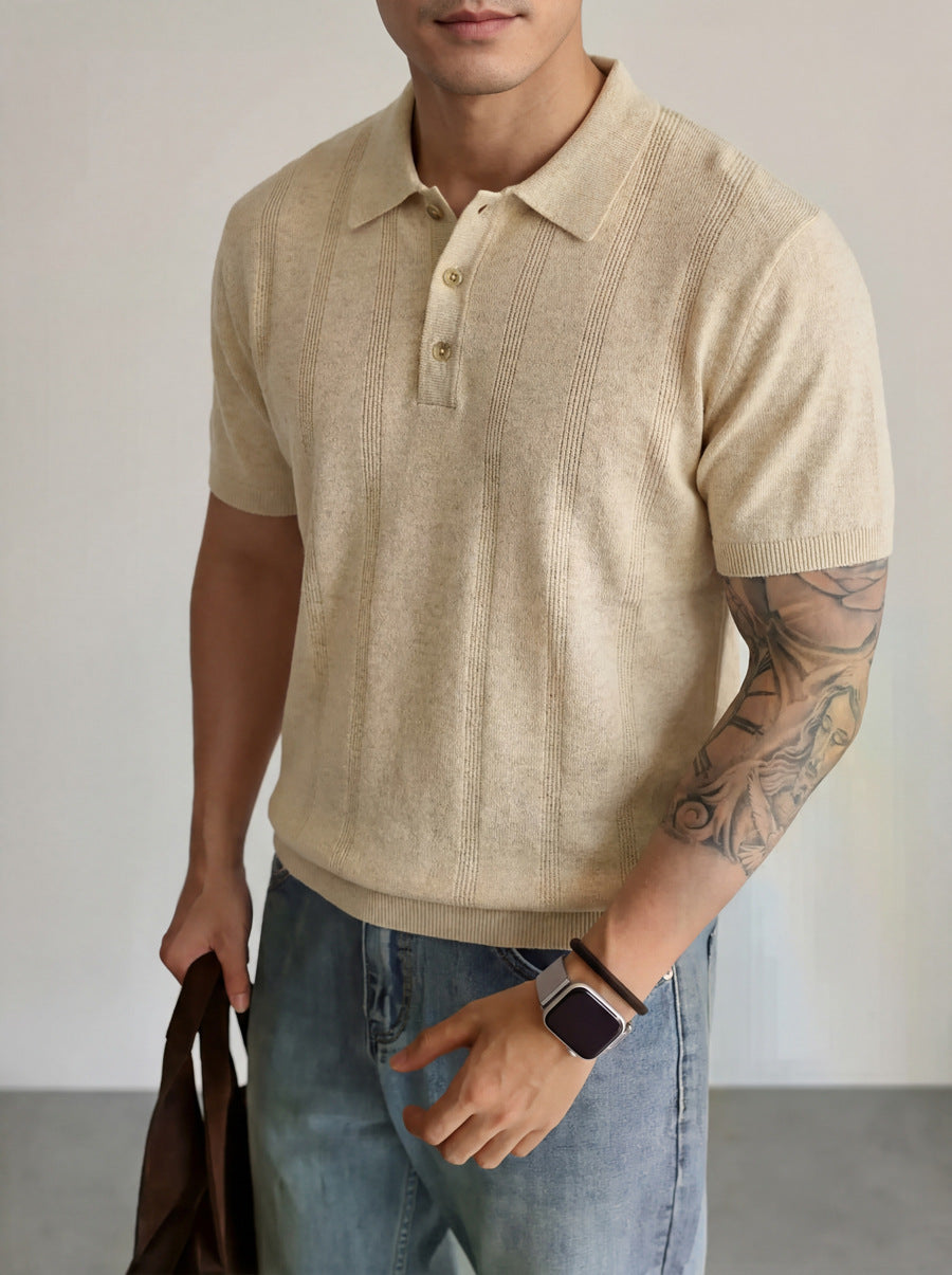 16-Gauge Tencel Linen Knitted Polo Shirt