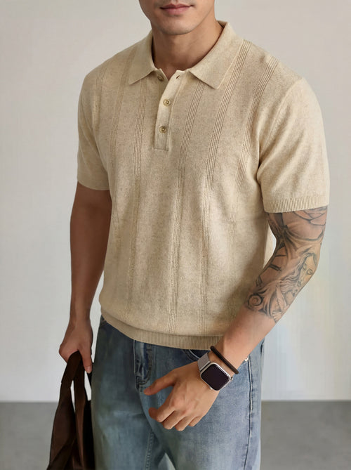 16-Gauge Tencel Linen Knitted Polo Shirt