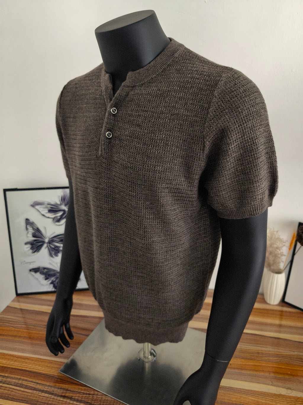 Men's Henley Collar Short Sleeve T-Shirt