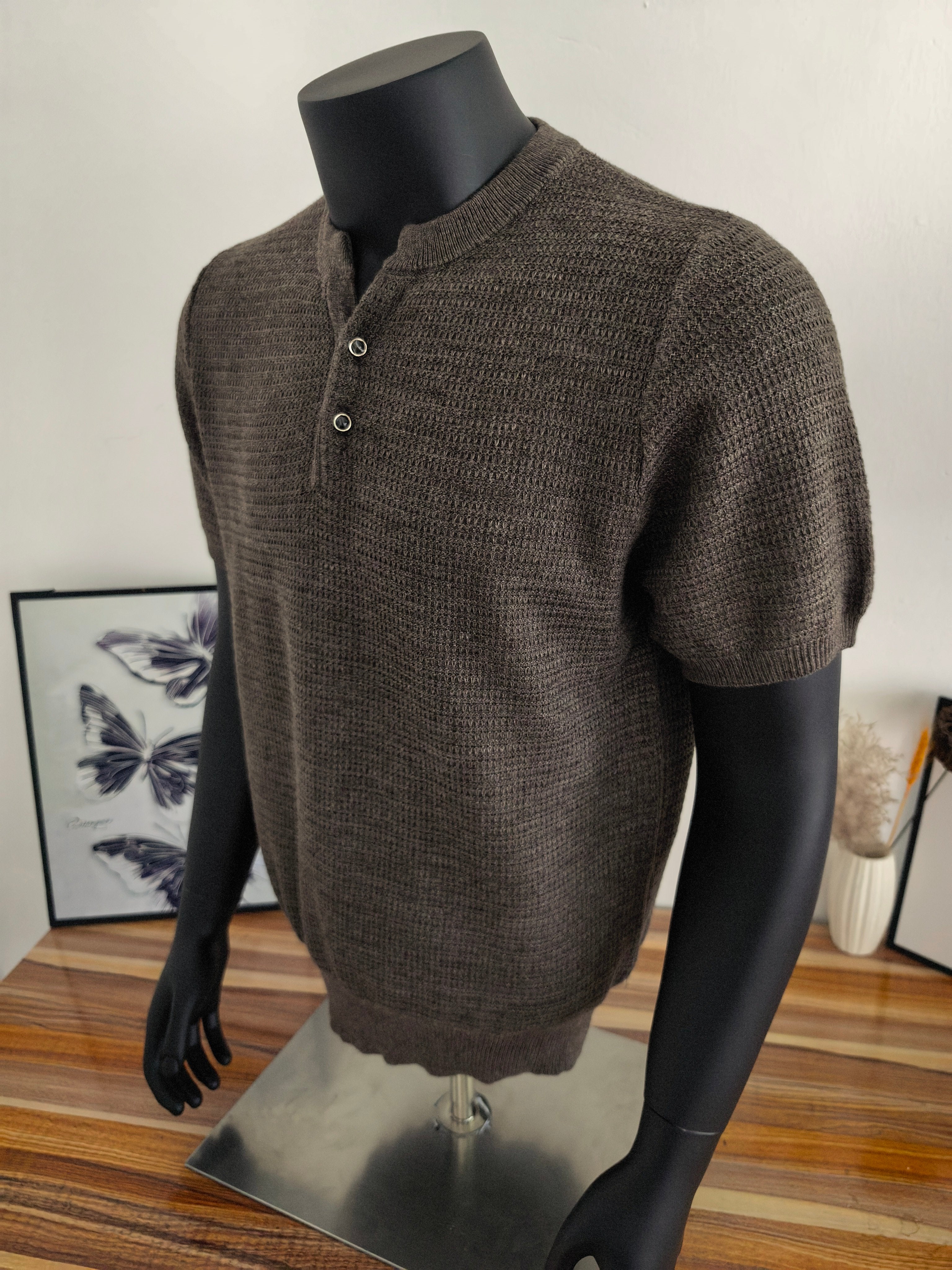 Men's Henley Collar Short Sleeve T-Shirt