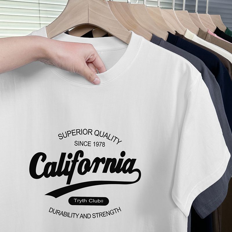 Heavyweight Cotton T-Shirt Men's Short Sleeve Loose Crewneck