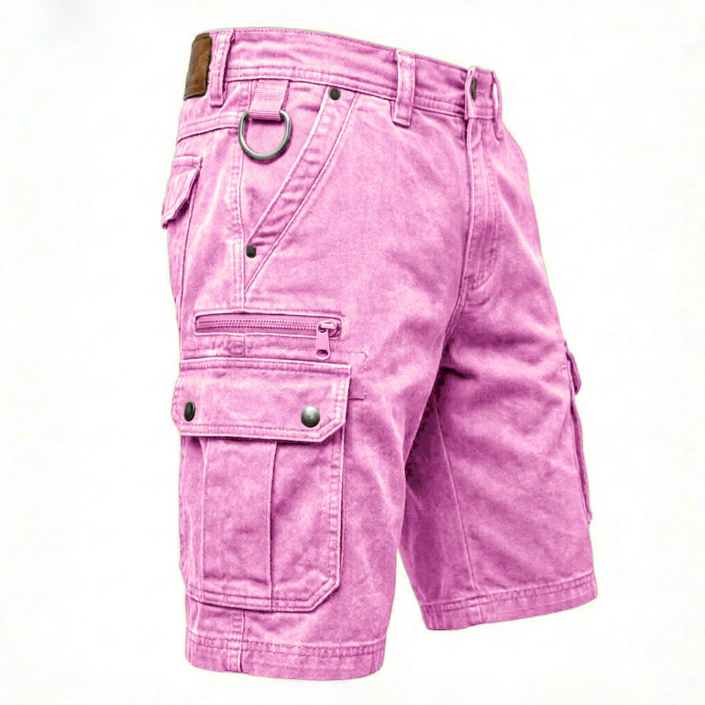 Men's Casual Denim Shorts Loose Fit Multi-Pocket