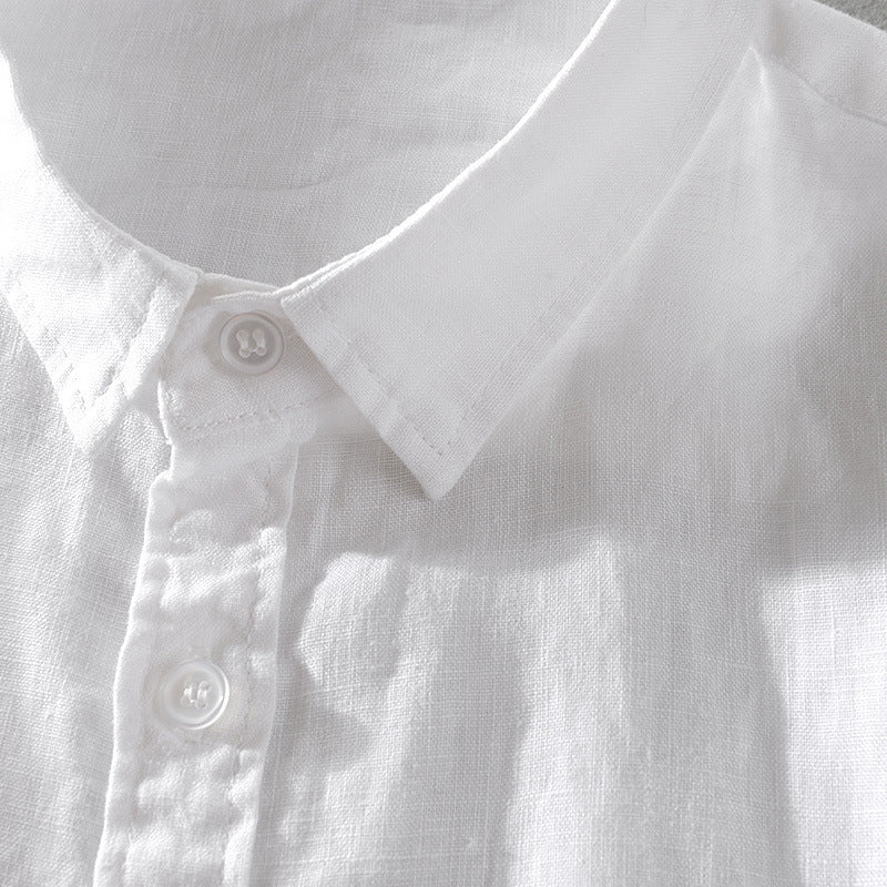 Breathable Pure Linen Short Sleeve Shirt for Men