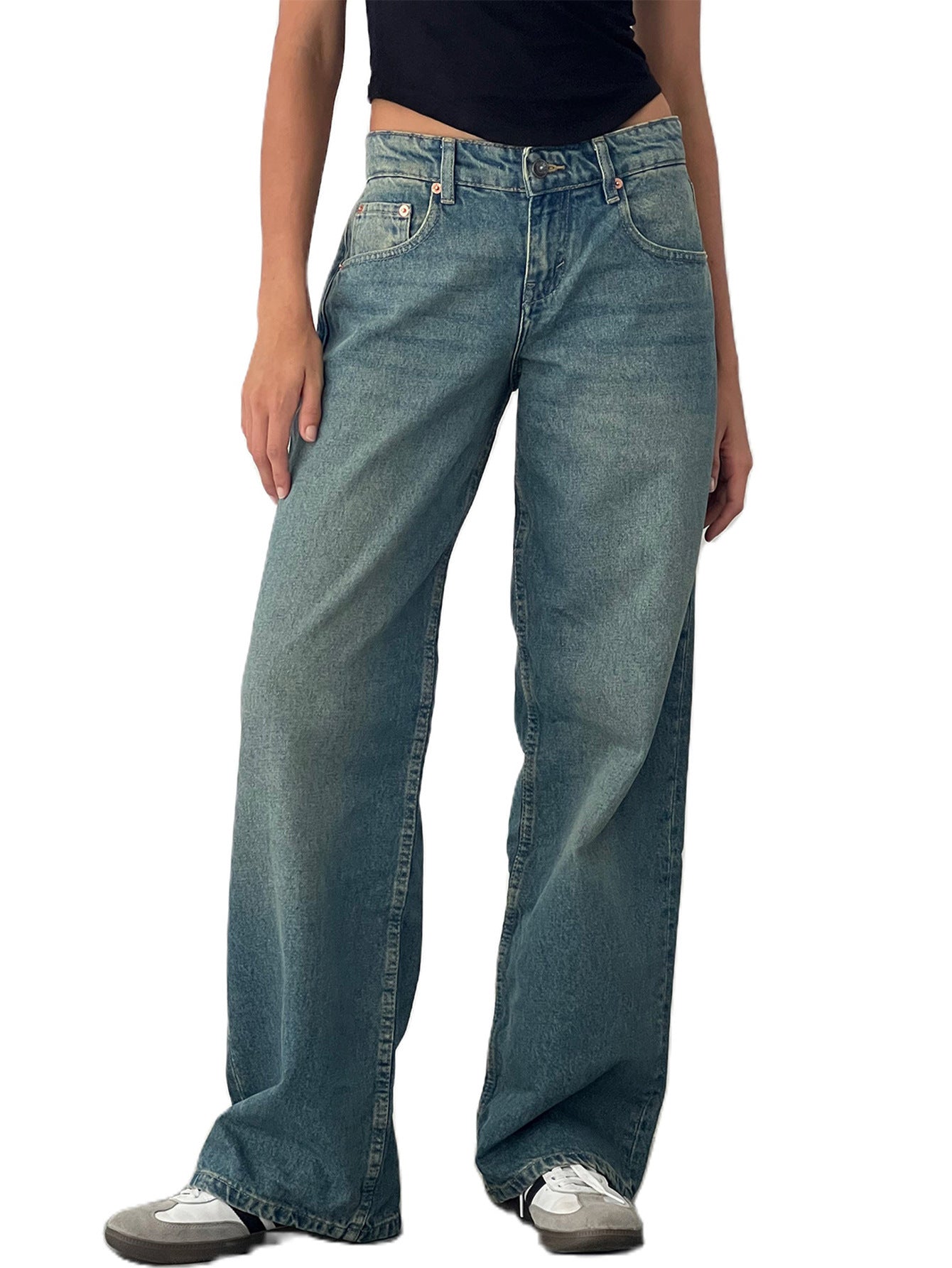 Affordable high waist straight leg denim jeans for women | Sizhub