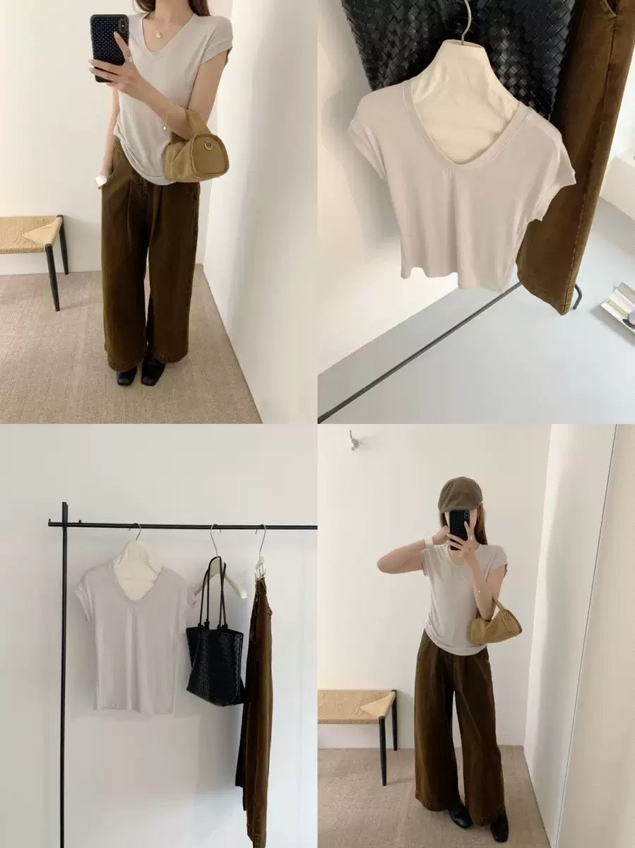 Modal Silk T-Shirt for Women Slim Fit Short Sleeve