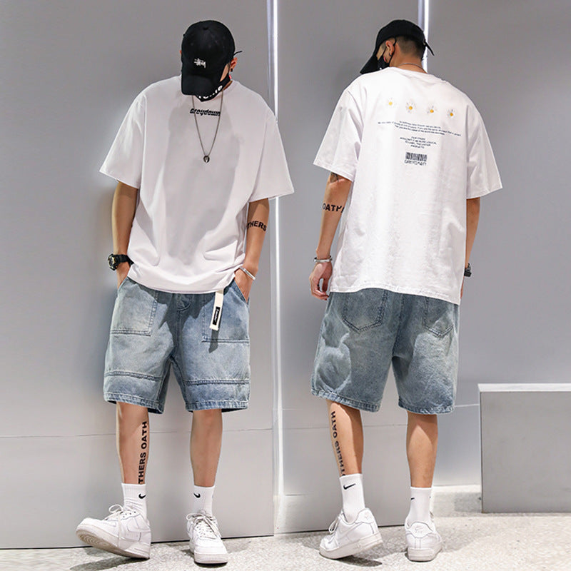 Men Denim Loose Cargo Summer Shorts